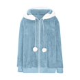 thumbnail image 4 of Veste Réversible Grande Taille Femme Chaude à Capuche Zippée Manteau Coréen Mode Confortable Couleur Unie, 4 of 6