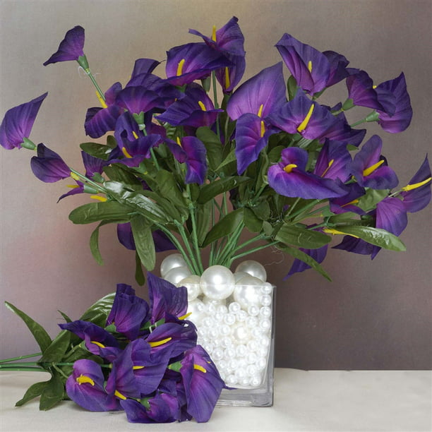 12 Bush 252 Pcs Purple Artificial Mini Calla Lilies Flowers - Walmart ...