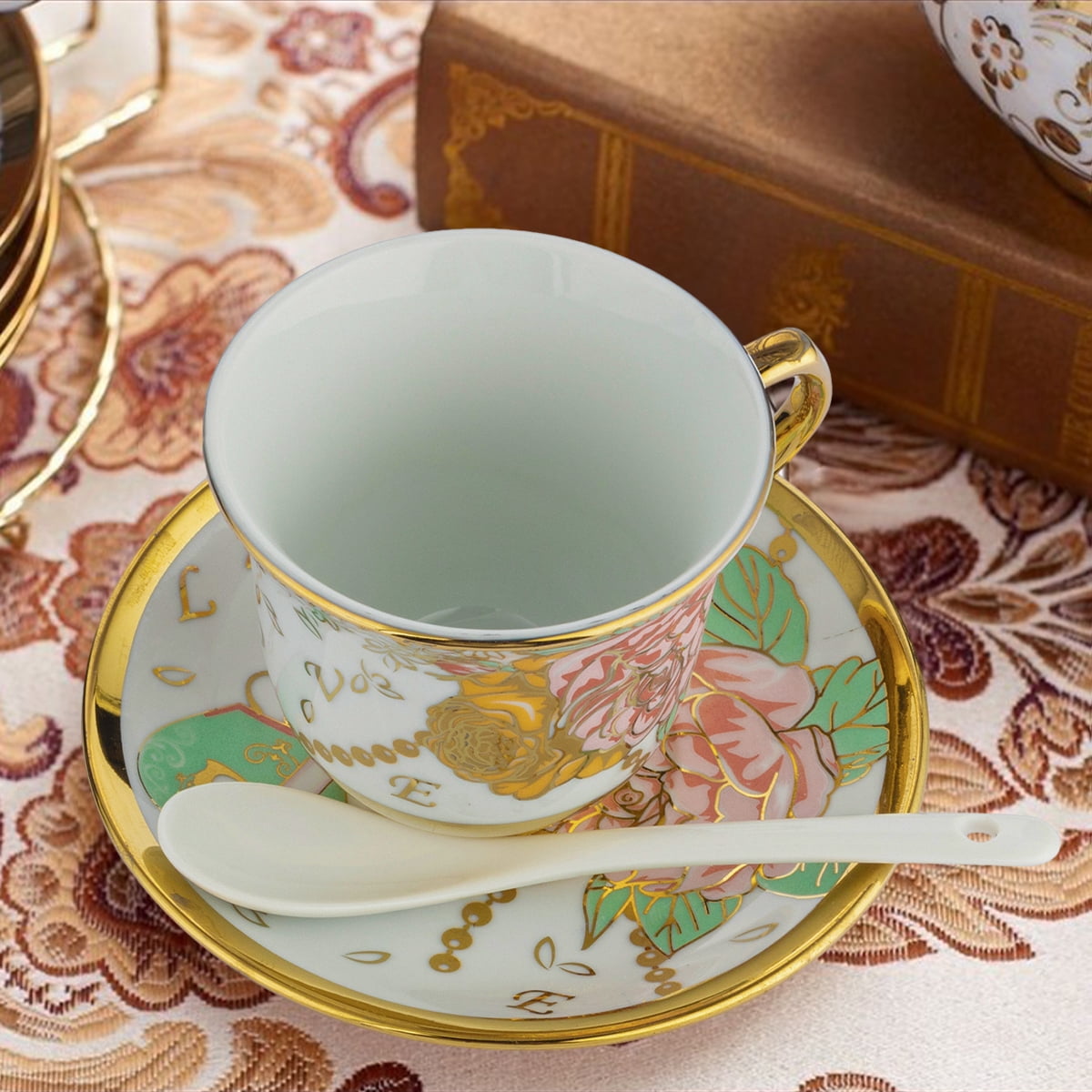 その他 kyne Gold Ceramic Tray & Mug Set ONAIR AJONALAA 20 Pcs Tea Set, Gold Ceramic Cups with Holder - Walmart.com