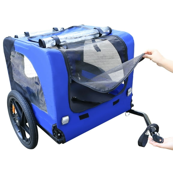 Pet Bike Trailer Folding Pet Carrier Wagon With Folding Frame And 16 Inch Wheels Carrier Folding Pet Carrier Wagon For Small Medium Large Size Dogs