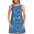 thumbnail image 1 of Disketp Sharks on White Blue Striped para Vestido sin Mangas para Mujeres, Vestidos de Verano para Mujeres, Casual y Holgado para la Playa, 1 of 7