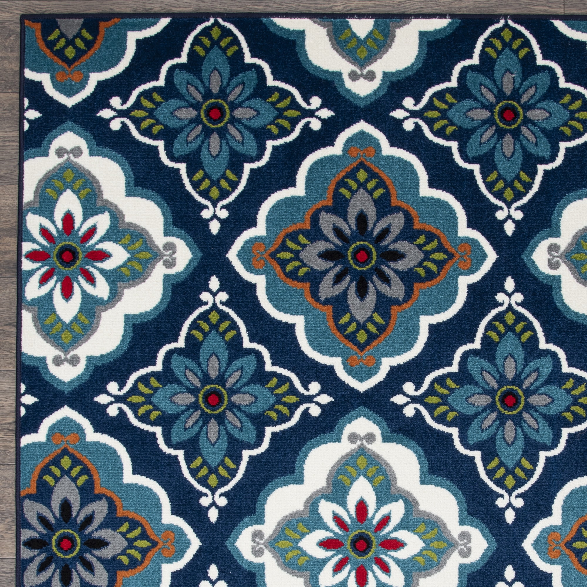 Loomaknoti Terrace Tropic Turberry 4' x 6' Floral Indoor/Outdoor Area Rug , Blue/White