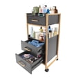 thumbnail image 4 of Mobile Salon Trolley Cart with 3 Drawers & Dryer Holder Hairstylist Storage Cart, 4 of 6