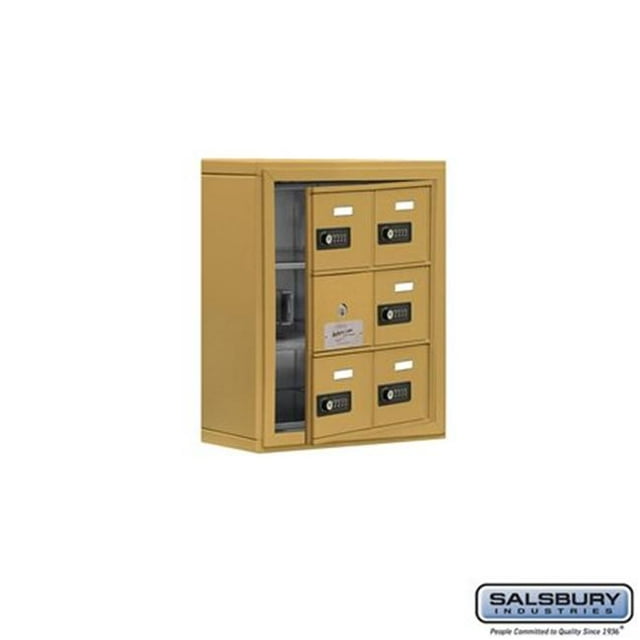 Salsbury 19135-06GSC 17.5 x 20 x 6.25 in. Cell Phone Storage Locker with Front Access Panel - Surface Mounted, Resettable Combination Locks - Gold