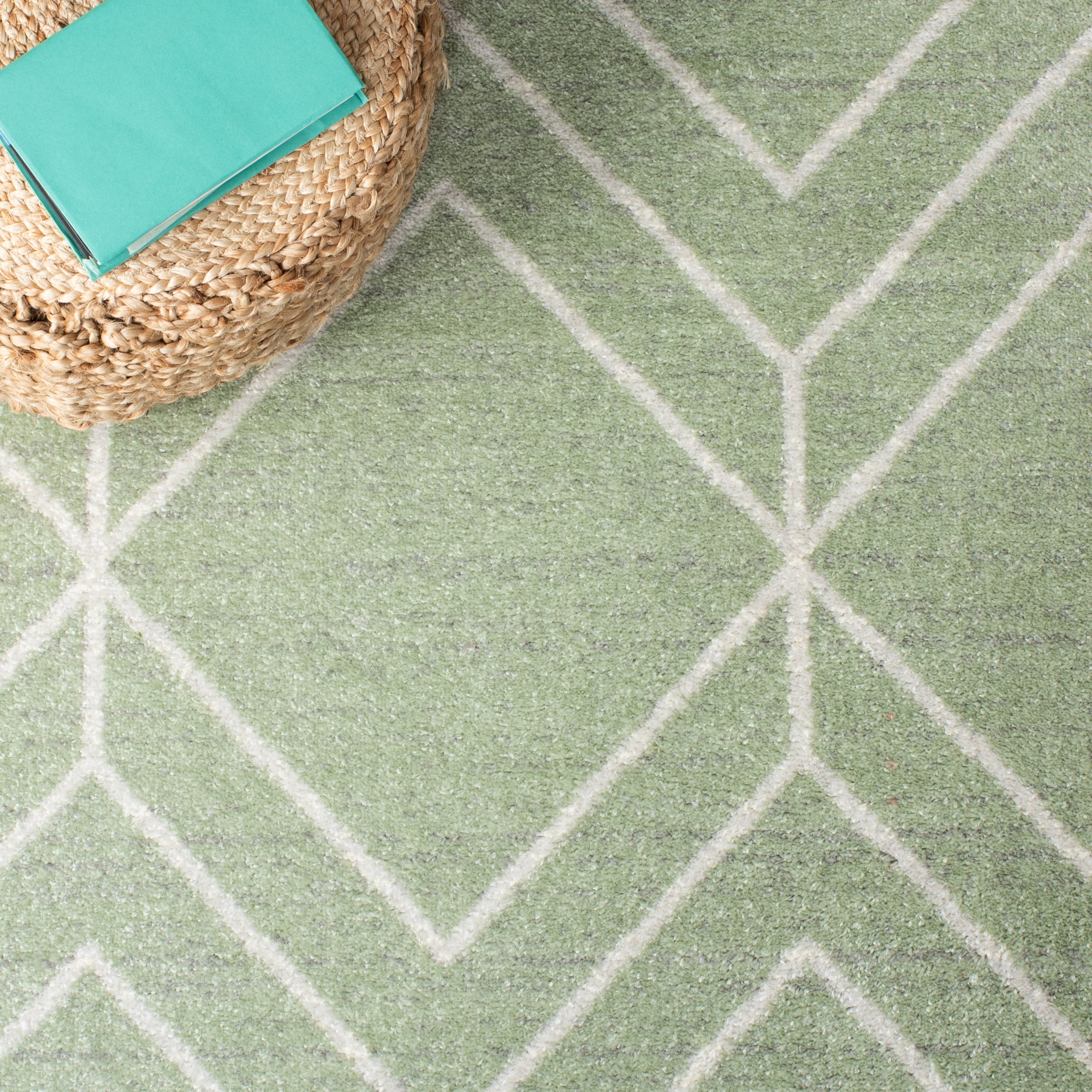 Safavieh Adirondack Caitriona Geometric Squares Runner Rug, Sage/Ivory, 2'6" x 20'