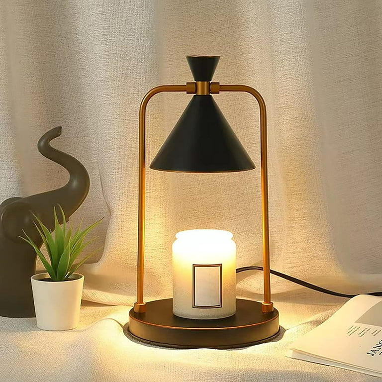 Metal Vintage Candle Warmer Lamp dimmable Light Candle Wax Warmer Lamp  Aromatic Candle Holders for Home Decoration (Black)