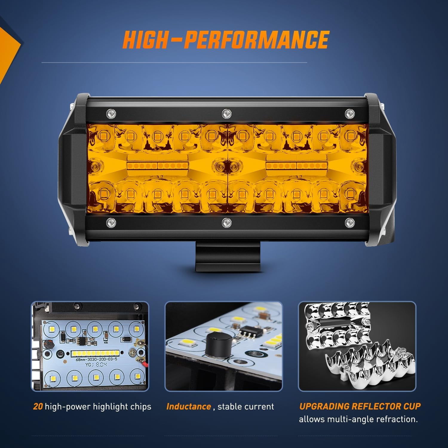 Nilight Led Light Bar 2PCS 6.5 Inch Amber 120W Spot Flood Combo Waterproof Triple Rows Off Road Fog Lights with 12V 5Pin Rocker Switch Wiring Harness Kit-2 Lead, 2 Year Warranty