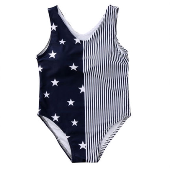 Styles I Love Mommy and Daughter Navy Blue One Piece Swimsuit American Flag Matching Holiday Bathing Suit Beach Pool Swimwear (Mom M)