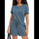 thumbnail image 2 of Mono de Verano de Corta para Mujer, Mono de una Pieza, Ideal para Vacaciones en la Playa o Viajes 2025 Azul y Gris XL, 2 of 7