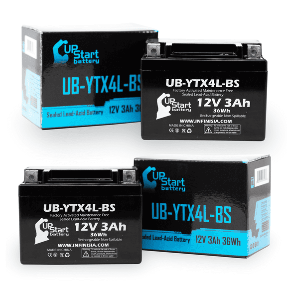 2-Pack UpStart Battery Replacement 2006 Bombardier (Can-Am) DS50, Quest 50CC Factory Activated, Maintenance Free, ATV Battery - 12V, 3Ah, UB-YTX4L-BS