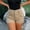 Khaki, variant on High Waist Half Elastic Cargo Shorts, Structured Straight Leg Shorts for Casual Wear Yellow S
