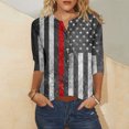 thumbnail image 1 of Fiudx Ropa de Mujer Camiseta Holgada de Manga 3/4 con Botones Estampados Del Día de La Independencia de Fashion Comfort para Mujer, 1 of 4