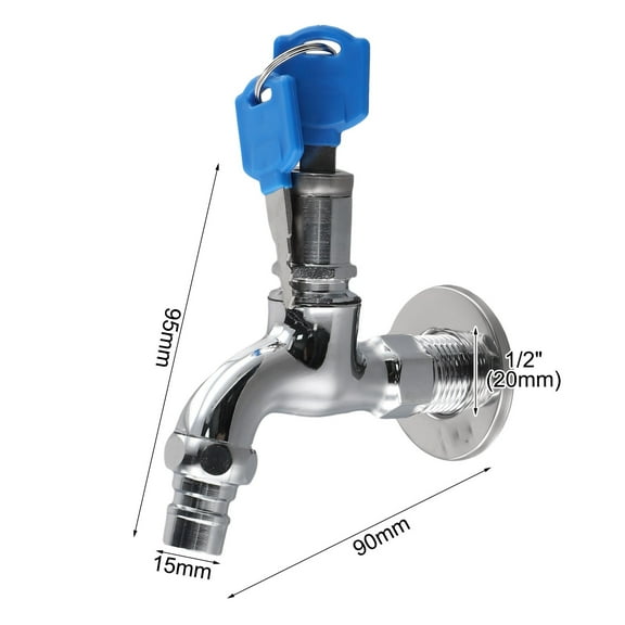 Diluopel 1Pc Anti-Theft 1/2" Thread Alloy Sink Tap With Key Lock Outdoor Faucet Lockable
