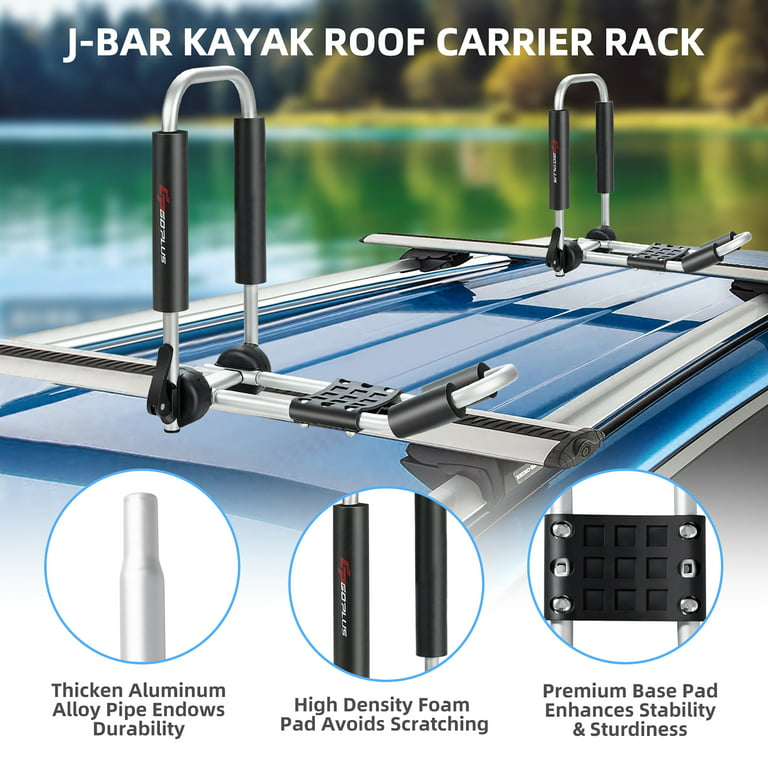 Goplus J-Bar Kayak Roof Rack Folding Universal Kayak Rack for Canoe Surfboard in Silver