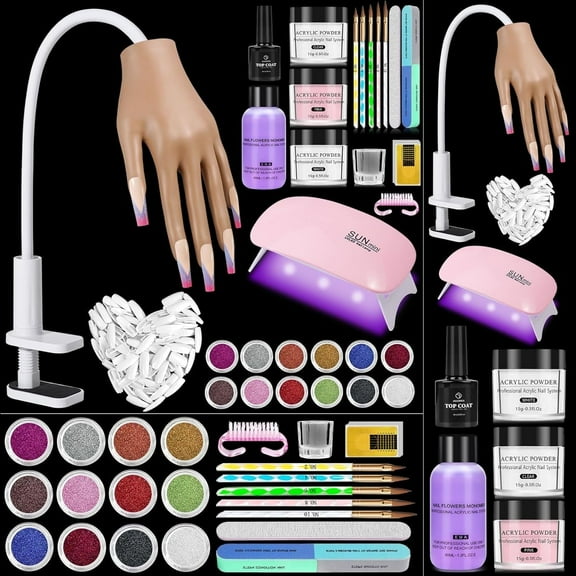 Practice Hand for Acrylic Nails Kit: Fake Silicone Hands Nail Mannequin Hand for Nail Extensions Nail Caving - Flexible Practice Nails Hand Set for Beginner Salon Home