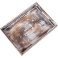 Rustic Whitewashed Wood Food Serving Tray Cutout Carrying Handles