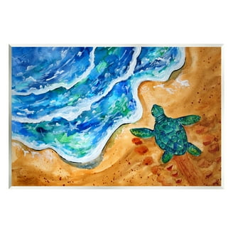 Stupell Industries Deep Ocean Sea Turtle Painting Unframed Art