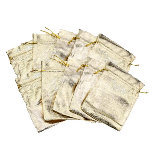 Bolsas de joyería BLESIY con cordón dorado plateado 9x12cm 10pcs paquete