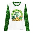 thumbnail image 4 of Staron Soldes Chemises pour Femmes St Patricks Day Col Rond Tunique Trèfle Irlandais Boho Fluide Basique Graphique Manches Longues Blouses Coupe Ample Manches Trois-Quarts, 4 of 4