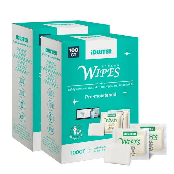 IDUSTER Electronic Device Cleaning Wipes -200 Count, Pre-Moistened Glass Wipes, Portable Laptop Screen Cleaner, Individually Wrapped, Travel-Friendly
