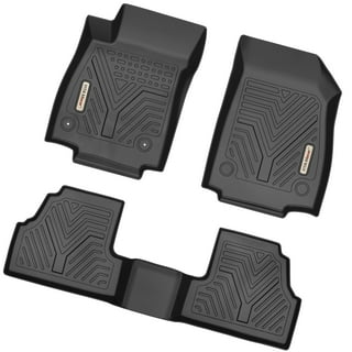 Auto Drive 2PC Rubber Floor Mats Diamond Plate Black - Universal Fit 
