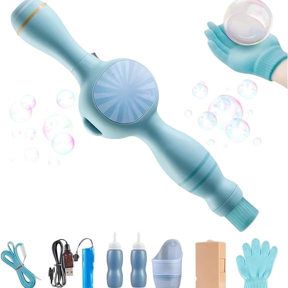 Colorful Smoke Bubble Machine,Magic Elastic Smoke Bubbles Wands,Portable Interactive Mist Bubble Machines,Fog Bubble Maker for Parties Outdoor Interactive Fun (Blue)