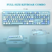 MOFII Wireless Keyboard and Mouse Combo 2.4GHz Retro Full-Size Keyboard with Number Pad and Cute Wireless Mouse for PC Desktop Laptop (Blue)