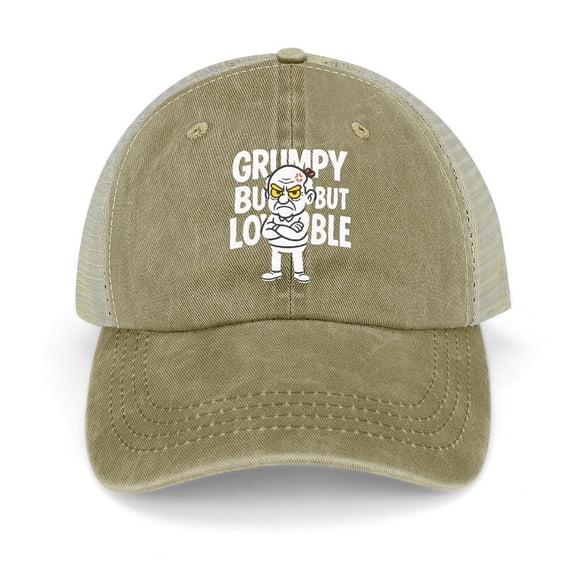 Grumpy Old Khaki Trucker Hat for Men Women, Adjustable Mesh Back Baseball Cap