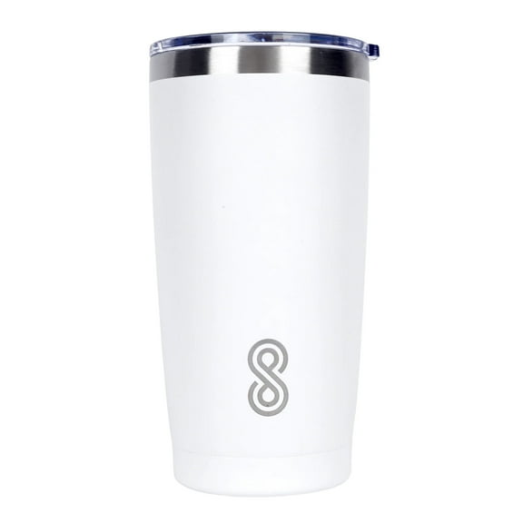 SINT Tumbler 20 Oz Stainless Steel Stemless Glasses, Splash Proof Sliding Lid, Double Wall & Vacuum Insulated, White