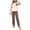 Brown, variant on Womens Pajama Sets Short Sleeve Mesh Panel Long Pants Lounge Two Piece Sets, Sizes S-XL