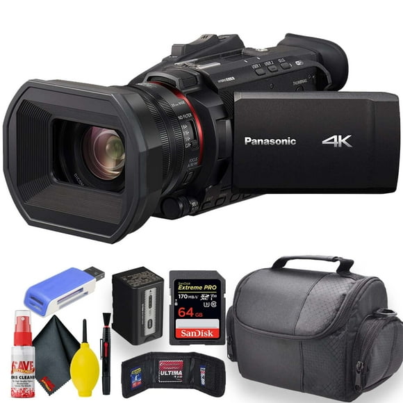 Panasonic HC-X1500 4K Professional Camcorder with 24x Optical Zoom, WiFi HD Live Streaming W/ Soft Case + Sandisk Extreme Pro 64GB Card + Clean and Care Set + More - Starter Bundle