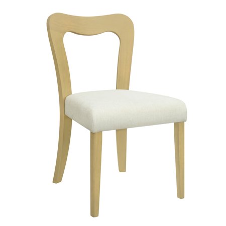 Mid-Century Modern Upholstered Dining Chair Solid Wood Light Ash+Beige Set of 2