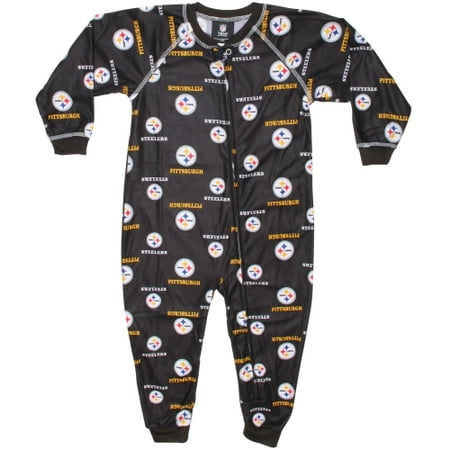 Pittsburgh Steelers Toddler Piped Raglan Full Zip Coverall - Black