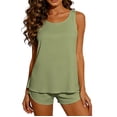 thumbnail image 2 of Stamzod Pajamas Set for Women Sleeveless Sleepwear Summer Shorts Pjs Soft 2 Piece Lounge Sets Army Green M, 2 of 8