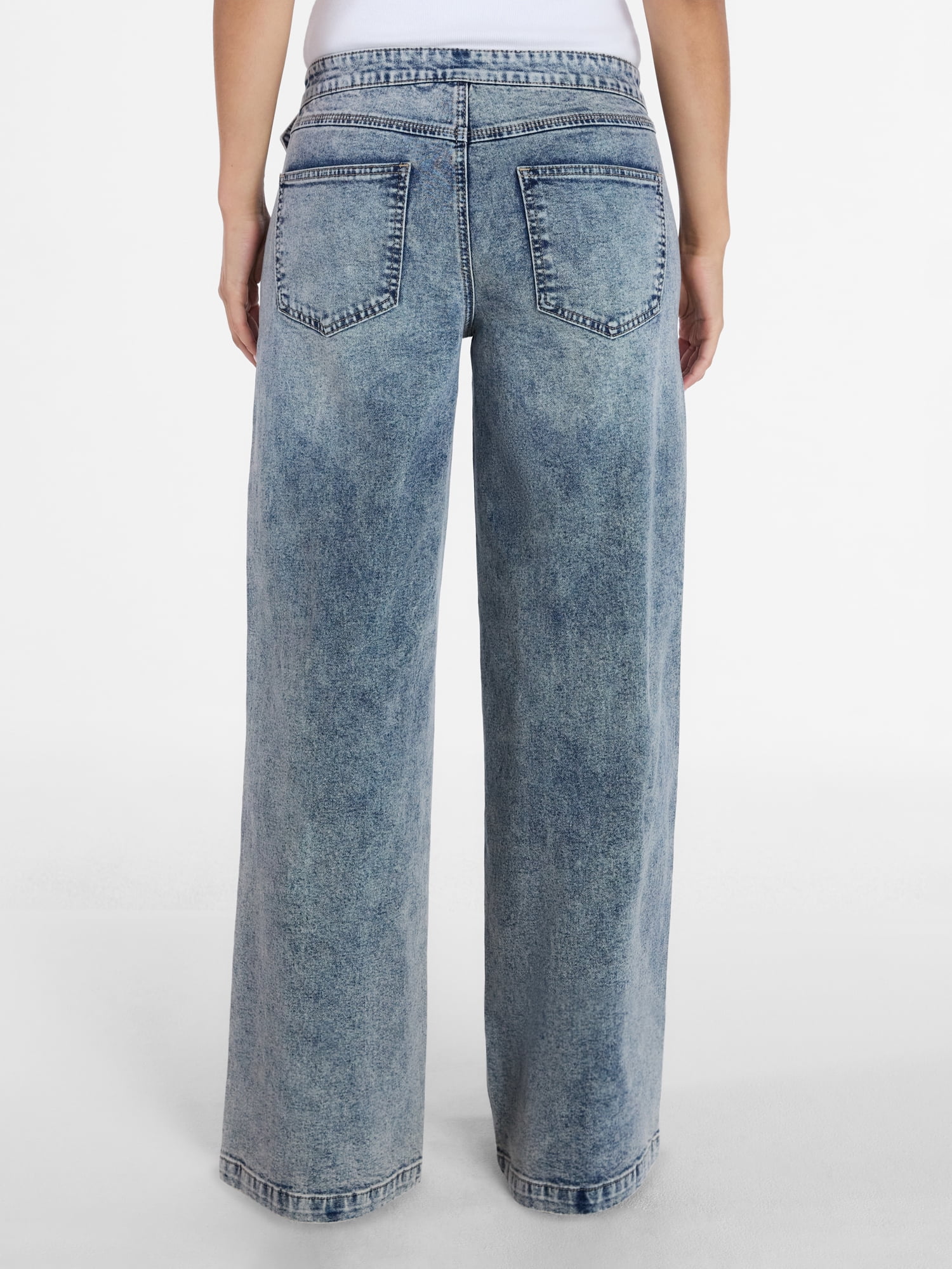Madden NYC Wide Leg Jeans with Grommet Belt, 31.5” Inseam, Sizes 00-18