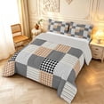thumbnail image 2 of Manfei Gray Brown Geometric Check Full Size Comforter Sets,Classic Plaid Bedding Comforter Set,Light Gray Reversible,3-Piece,1 Comforter and 2 Pillowcases,3-Piece,1 Comforter and 2 Pillowcases, 2 of 7
