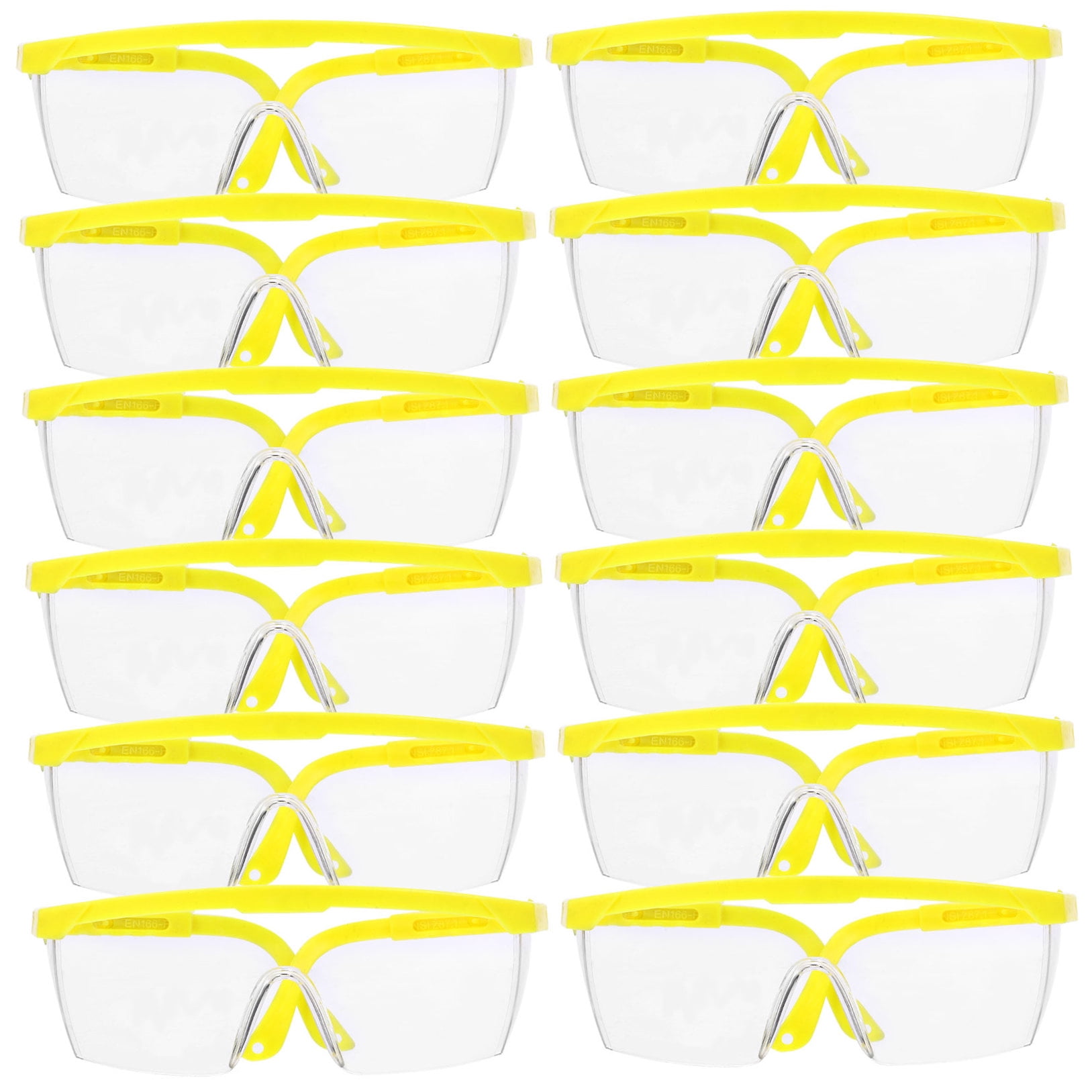 LOLIPPYY 12Pack Protective Eyeglasses Yellow Frame PC Eye Protective Outdoor Surfing Back to School
