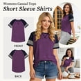 thumbnail image 5 of TEMOFON Womens Summer Tops Short Sleeve Shirts for Women Trendy Graphic Tees Casual Tunic Purple Top Crewneck Striped T Shirt, 5 of 7
