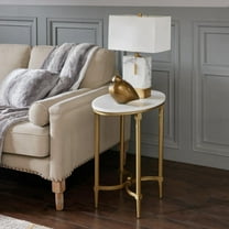 Living Room Coffee Table - Features White Marble Top & Gold Metal Legs, Easy to Clean