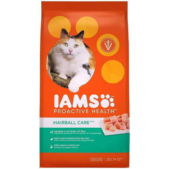 Iams Proactive Health Adult Hairball Care Dry Cat Food With Chicken And Salmon, 7 Lb. Bag