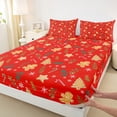 thumbnail image 3 of Homewish Cartoon Gingerbread Man Bed Sheets,Merry Christmas King Sheets,Red Brown Sheet Set For Kids,Super Cozy Room Decor,4pcs, 3 of 7