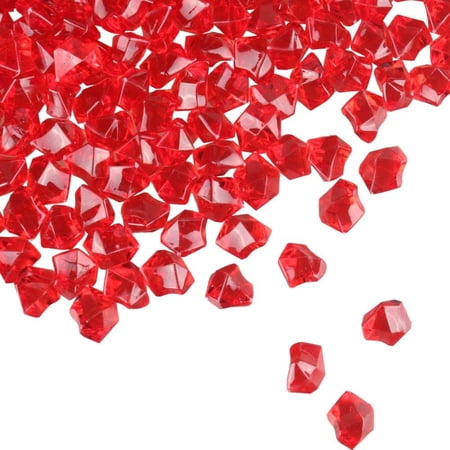 Clear Fake Ice Rocks &ndash; 550 Pcs Large Red Acrylic Gems Crushed Plastic Diamonds 3 Lbs / 2.25 Quarts Bulk Vase Filler for CenterpiecesWedding Theme D&eacute;cor Aquarium Table Scatter