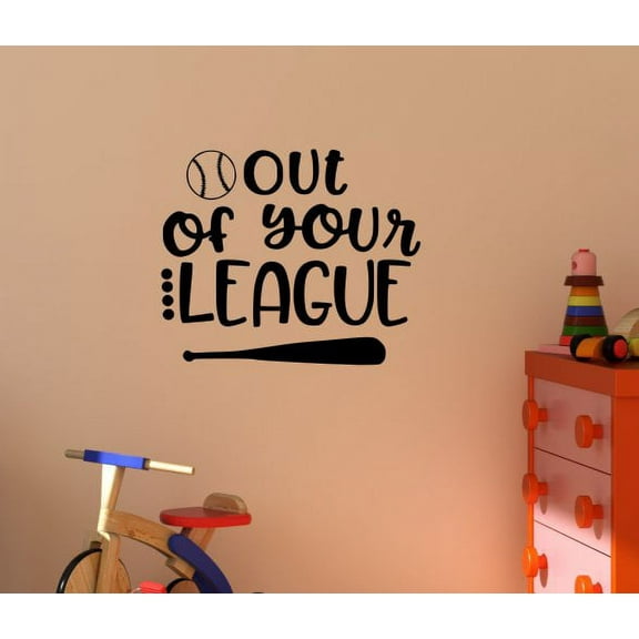 Wall Decals Baseball Out of Your League Bedroom Decor Vinyl Art Sticker 23x19-Inch Black