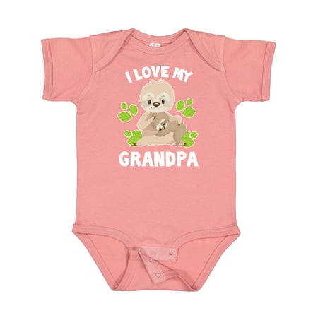 

Inktastic Cute Sloth I Love My Grandpa with Green Leaves Gift Baby Boy or Baby Girl Bodysuit