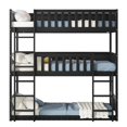 thumbnail image 2 of Noble House Lydia Triple Rubber Wood Bunk Bed, Convertible Twin over Twin over Twin with Guardrails and Ladders, Black, 2 of 12