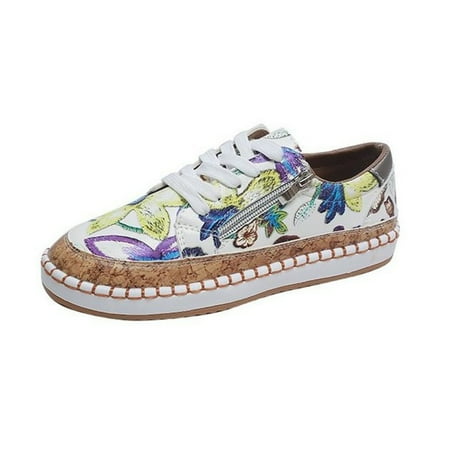 

CYMMPU Flats Shoes Fashion Women Lace-up Canvas Shoes Flat Denim Women s Shoes