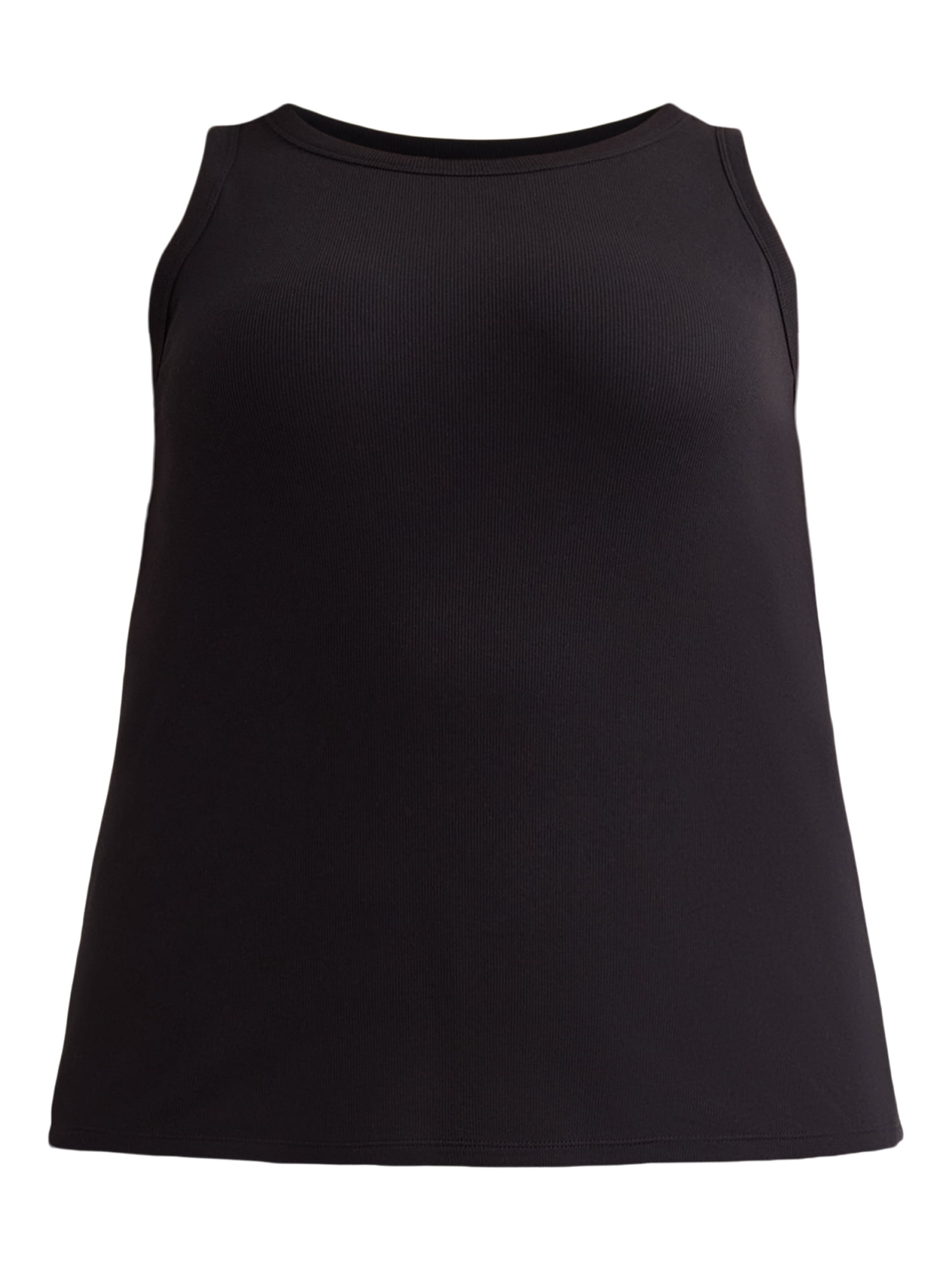 Terra & Sky Women's Plus High Neck Ribbed Tank Top, 2-Pack, Sizes 0X-5X
