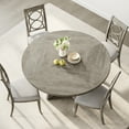 thumbnail image 1 of 47" Round Farmhouse Dining Table for 4-6 - Rustic Brown Pedestal Base Kitchen Table, 300 Lb Capacity, Adjustable Anti-Slip Feet, Easy Assembly (Chairs NOT Included), 1 of 7