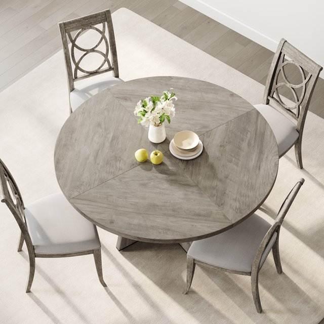 47" Round Farmhouse Dining Table for 4-6 - Rustic Brown Pedestal Base Kitchen Table, 300 Lb Capacity, Adjustable Anti-Slip Feet, Easy Assembly (Chairs NOT Included)