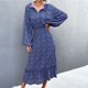 thumbnail image 5 of Vestido de mujer primavera/verano con cordones y cuello en V floral vestido suelto falda oscilante Wmkox8yi  FGJ1658, 5 of 6